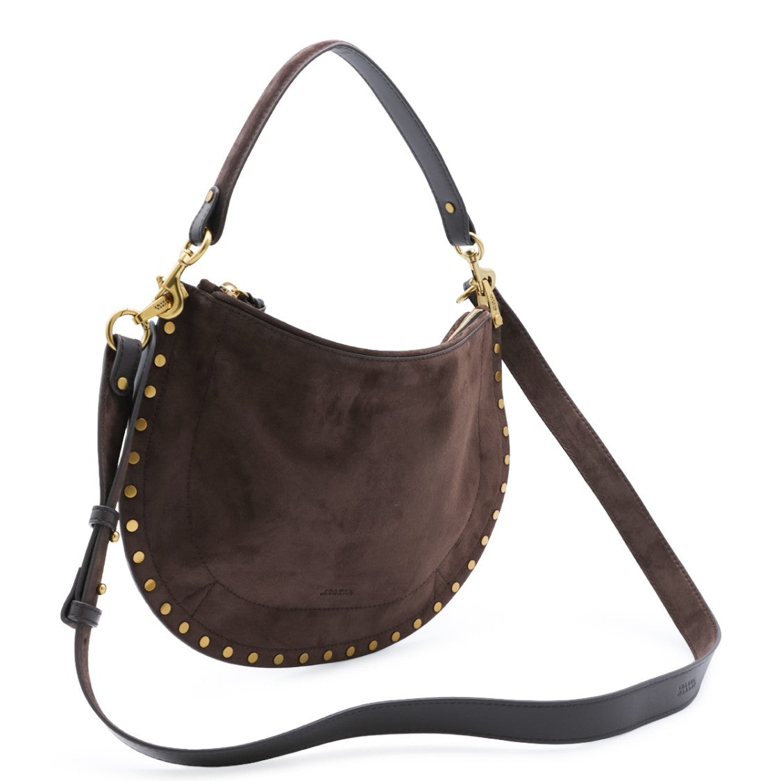 Isabel Marant Crescent-Shaped Suede Bag With Gold Stud Accents