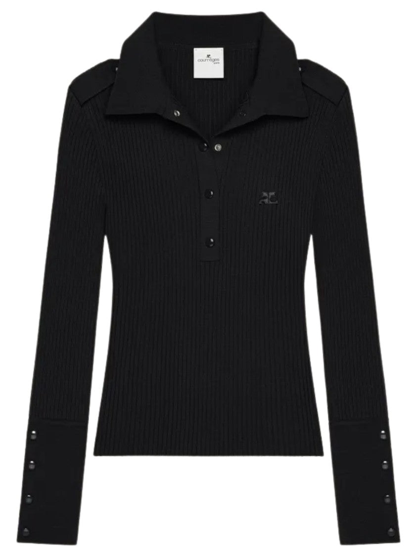 Courrèges Black Logo Polo Shirt