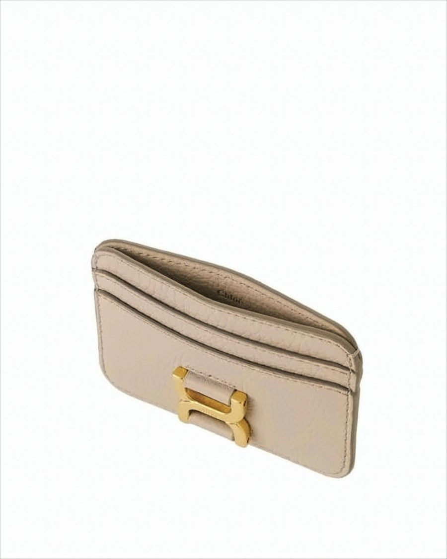 Chloé Textured Calf Leather Cardholder With Gold-Tone Logo