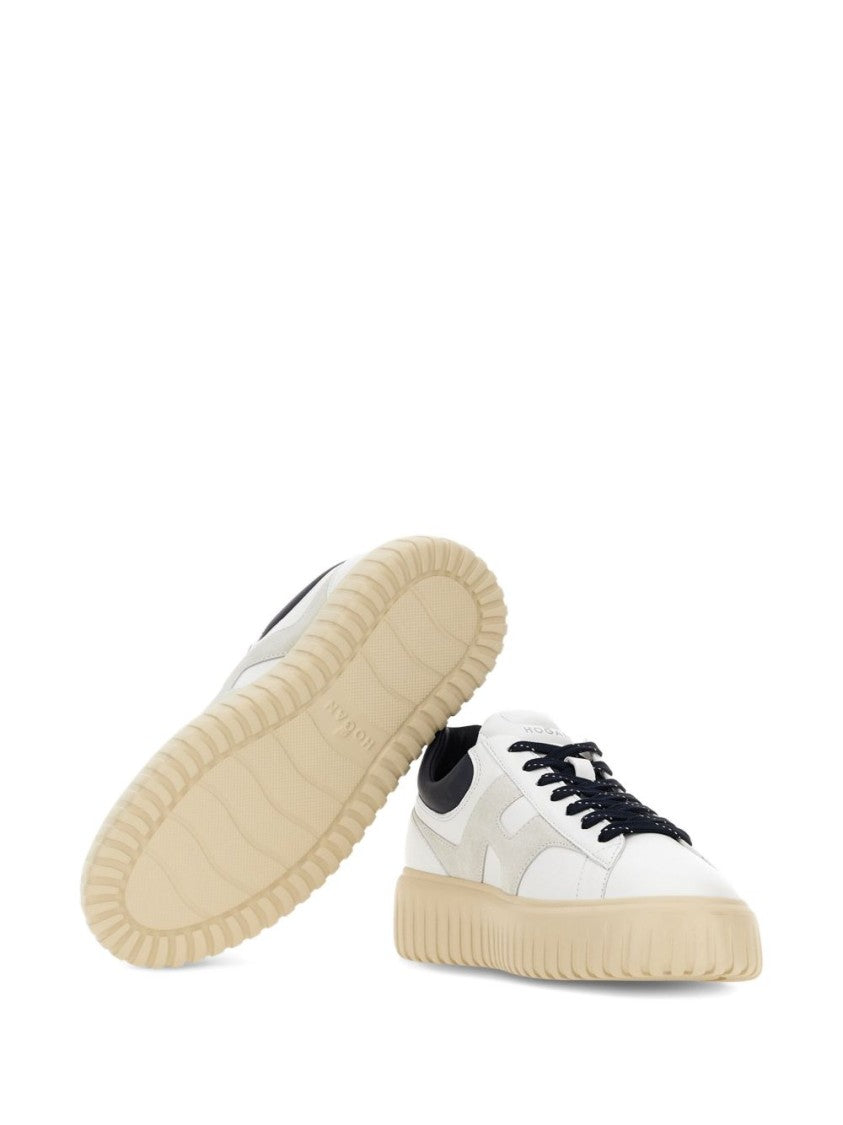 Hogan Lace-Up White Sneakers With Logo Patch