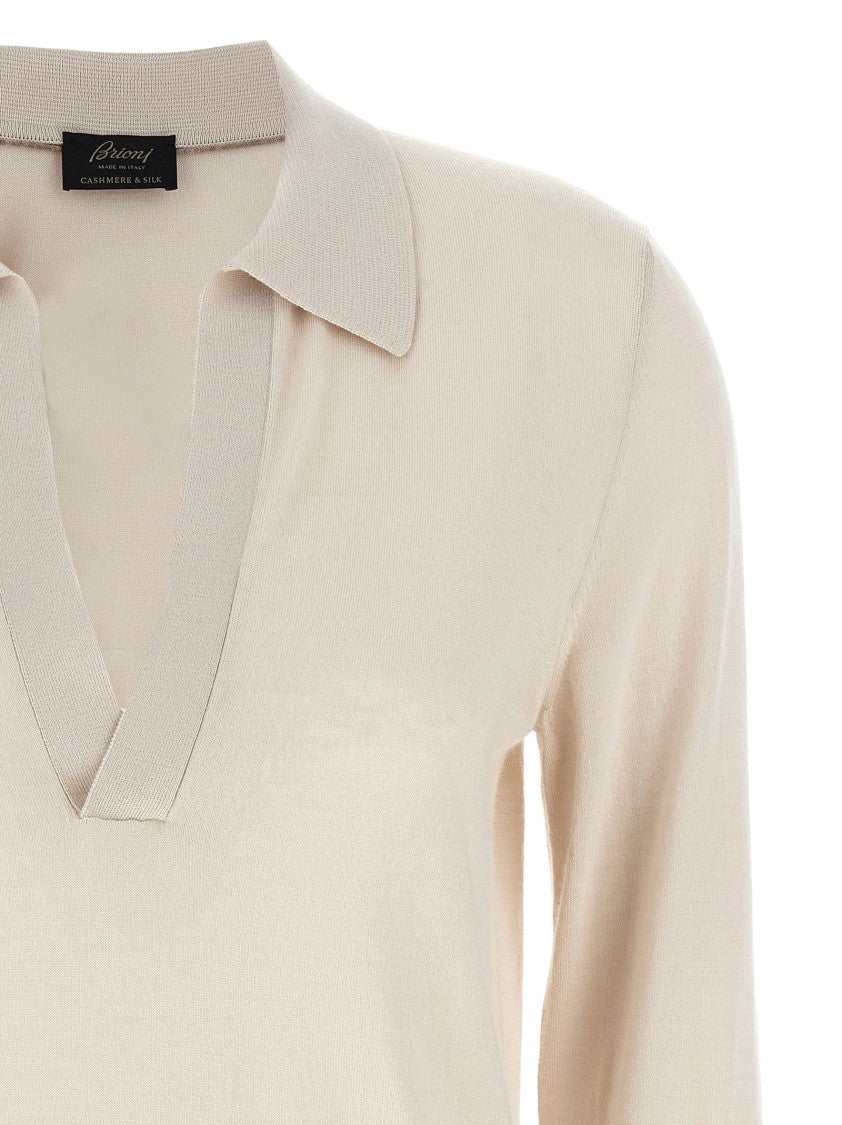 Brioni Cashmere And Silk Polo Shirt