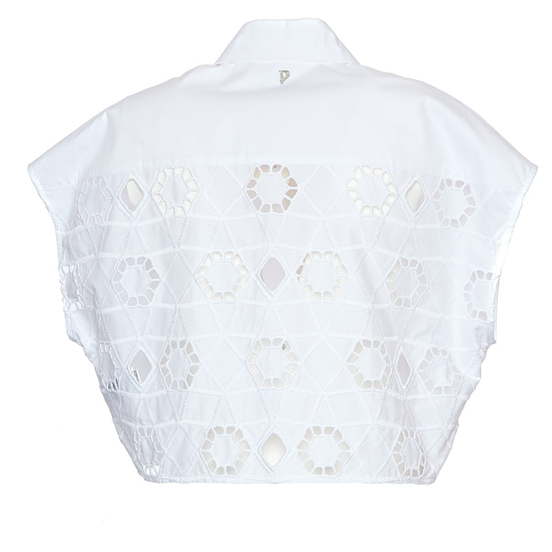 Dondup Cropped White Shirt With Lace Detailing