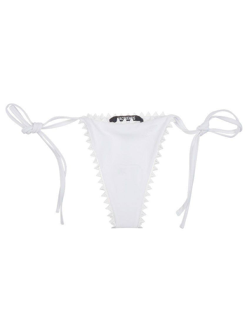 Jacquemus White Triangular Lace Trim Swim Briefs