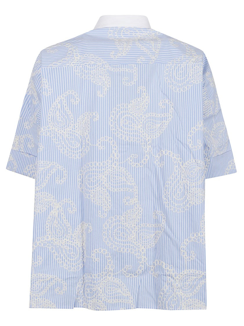 Fay 3/4 Sleeve Boxy Cropped Cotton Shirt