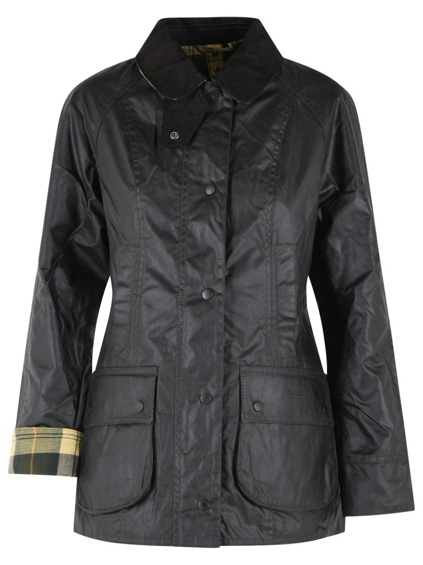 Barbour Beadnell Waxed Cotton Plaid-Lined Jacket