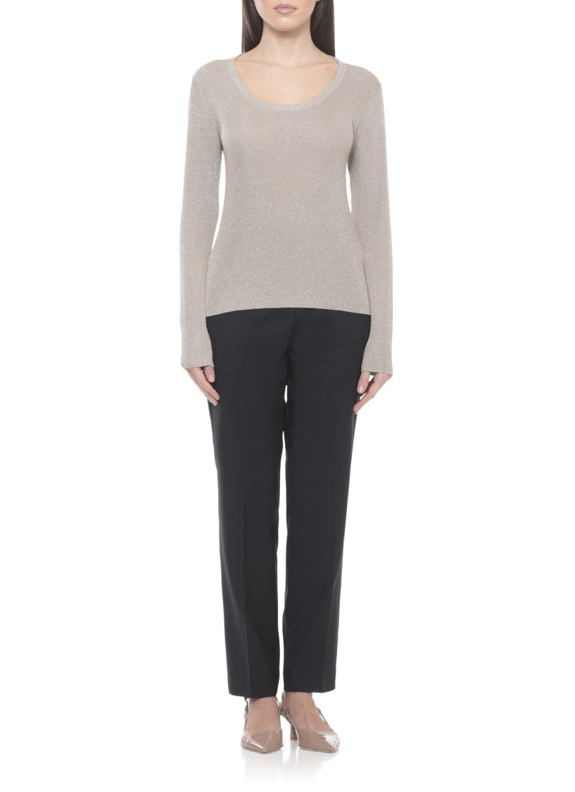 Fabiana Filippi Beige Lurex Long Sleeve Sweater