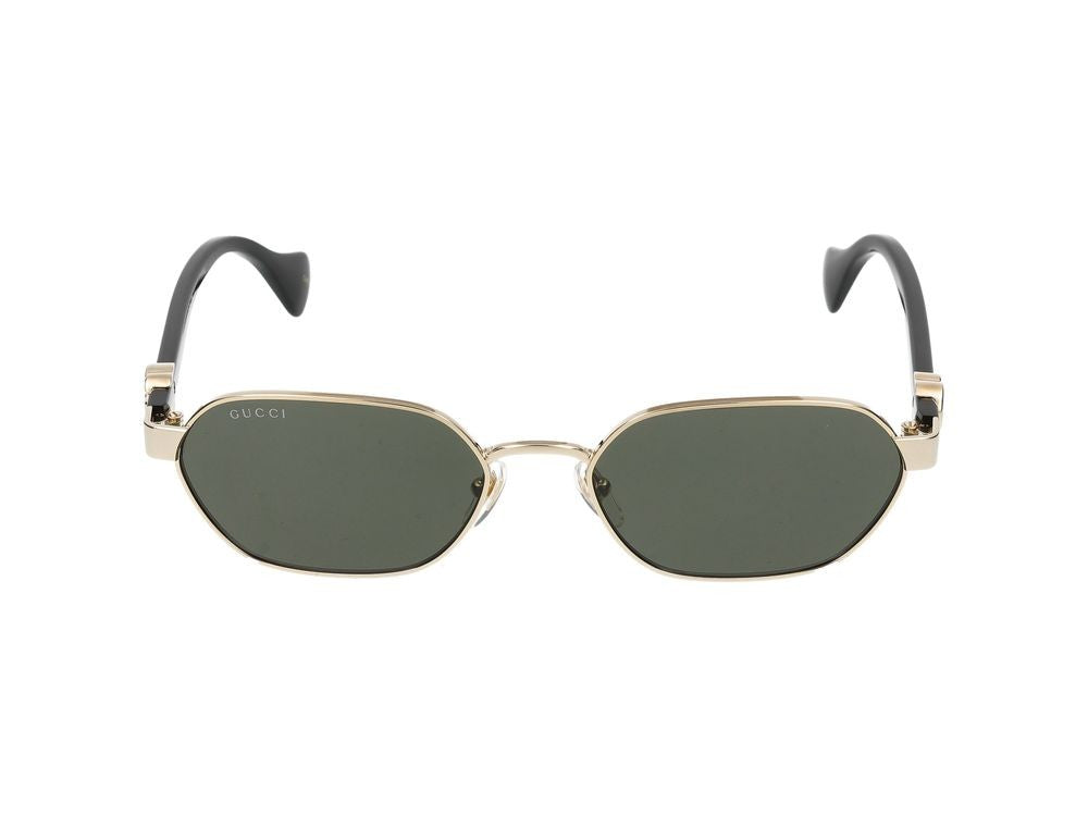 Gucci Gold Geometric Metal Frame Sunglasses