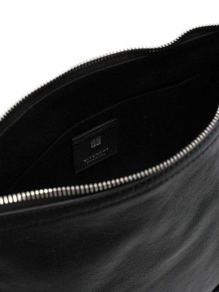 Givenchy Grained Black Calf Leather Shoulder Bag With Decorative Buckle