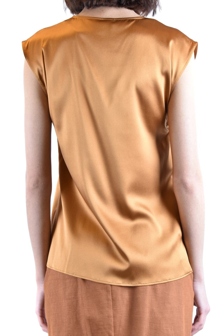 Pinko Multicolored Silk Top Ruffled V-Neckline
