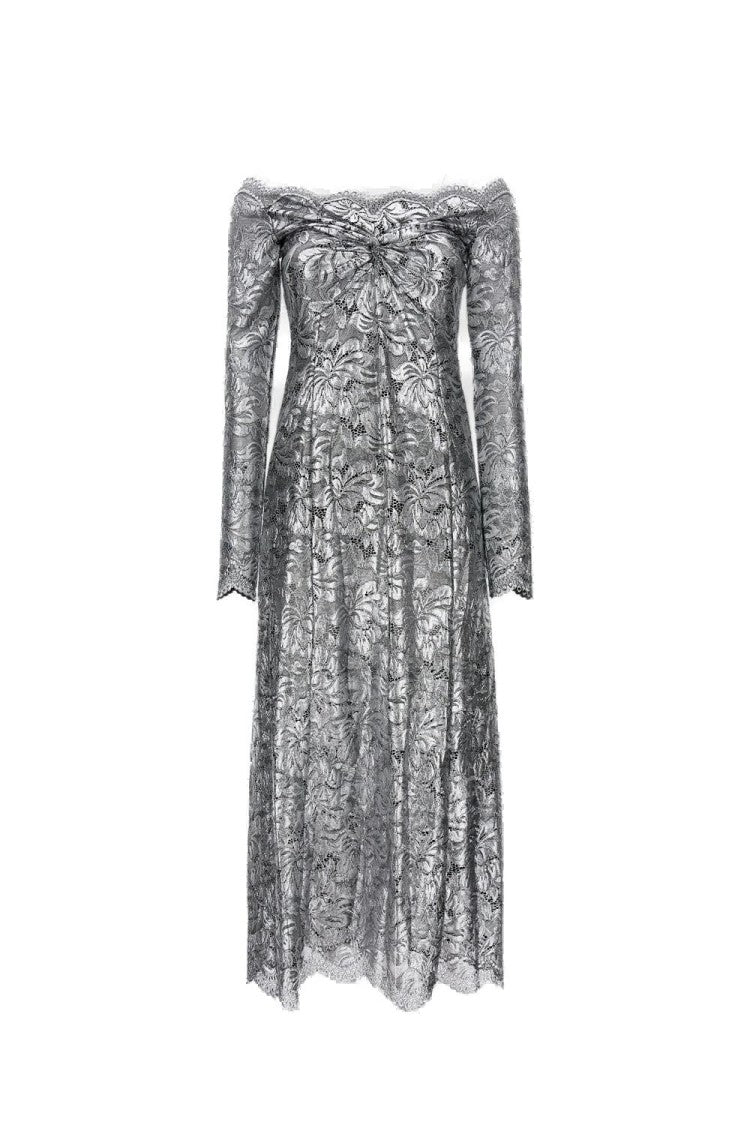 Rabanne Fitted Grey Lace Dress