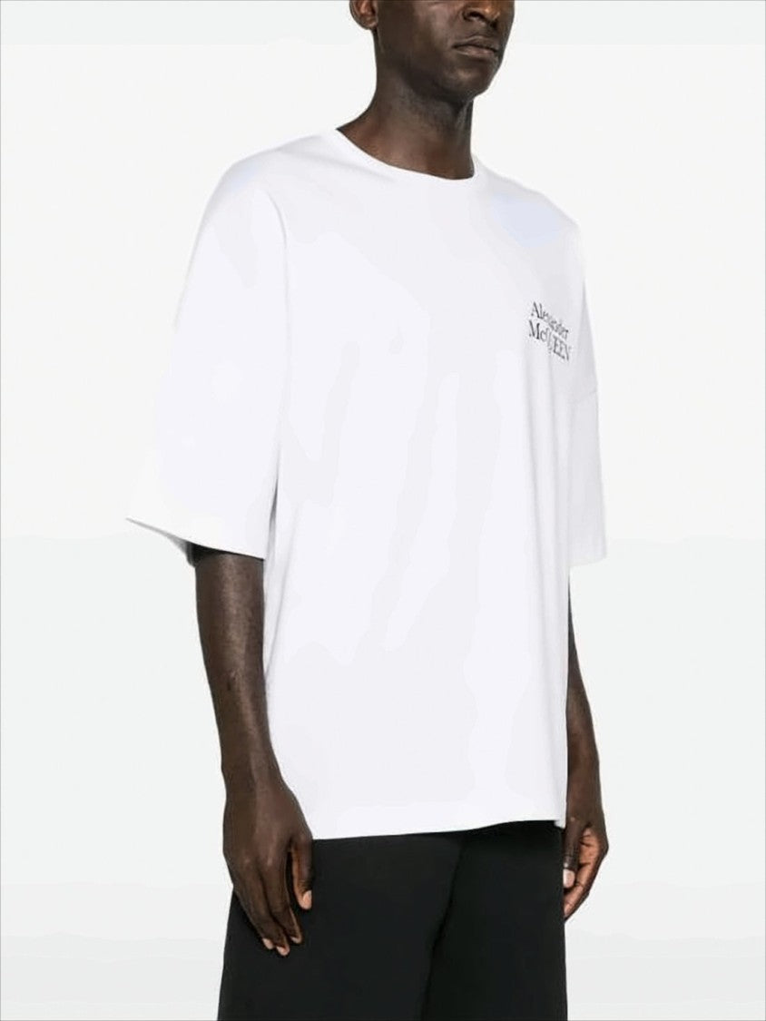 Alexander Mcqueen Relaxed Fit White Cotton T-Shirt With Bold Logo