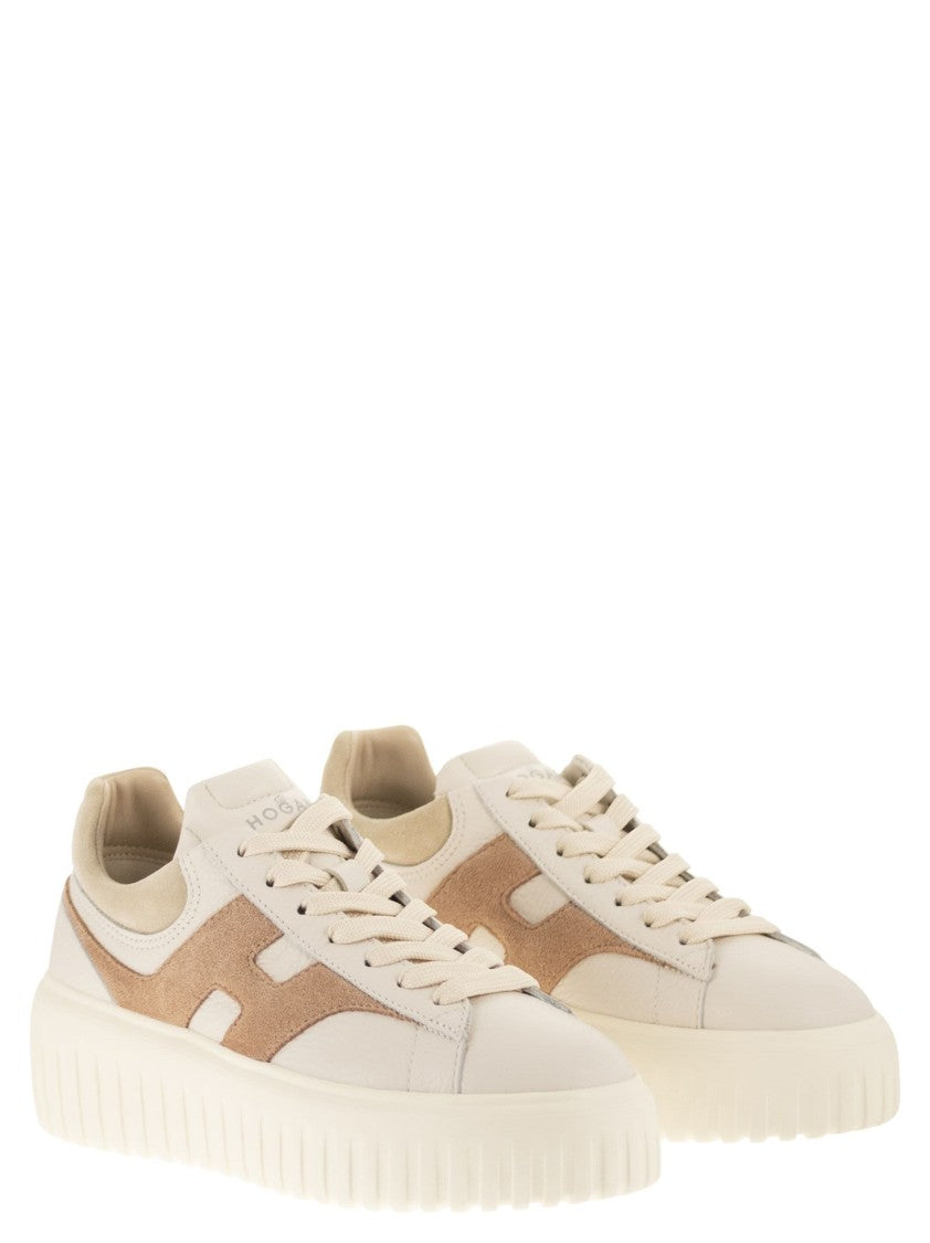 Hogan H-Stripes Leather And Suede Trainers With Extra-Light Sole