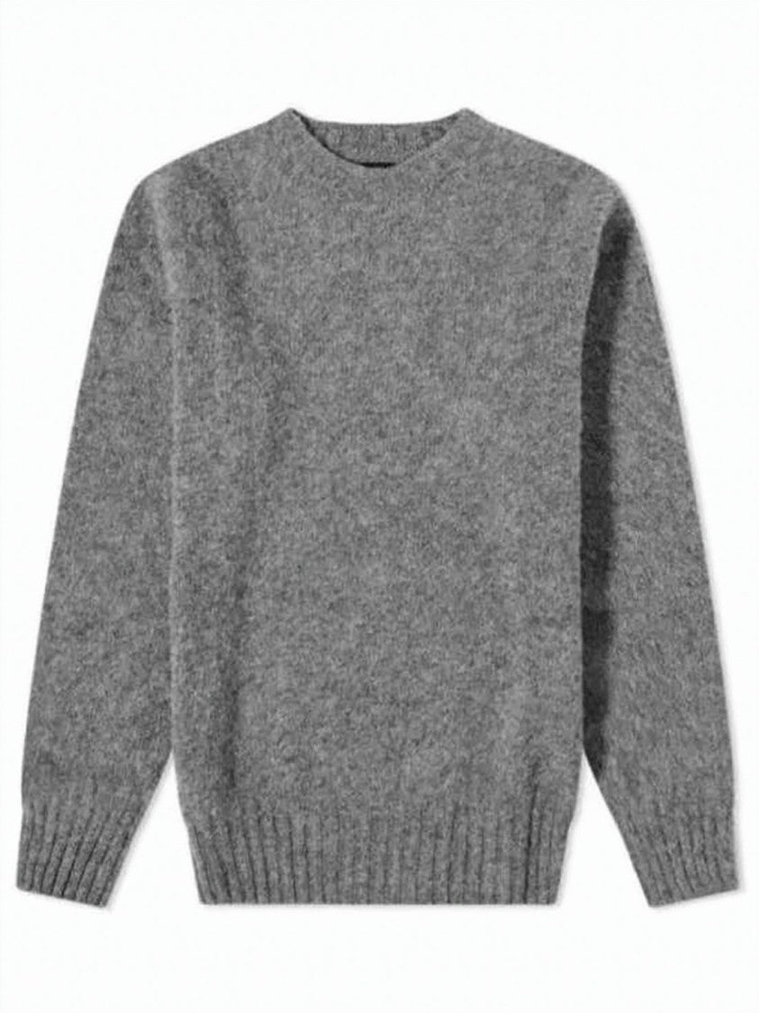 Howlin Heathered Grey Crewneck Sweater With Ribbed Detailing