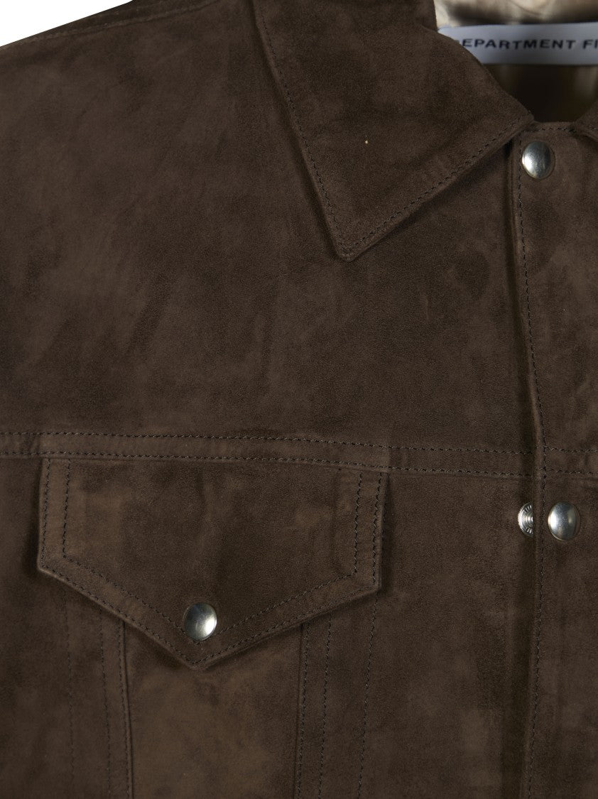Department 5 Brown Suede Boxy Snap Jacket
