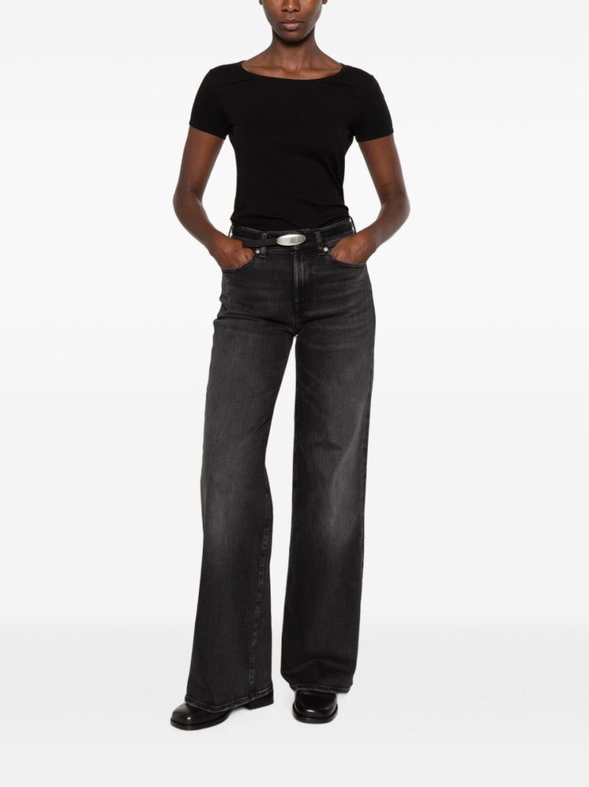 7 For All Mankind High-Waisted Wide-Leg Faded Jeans