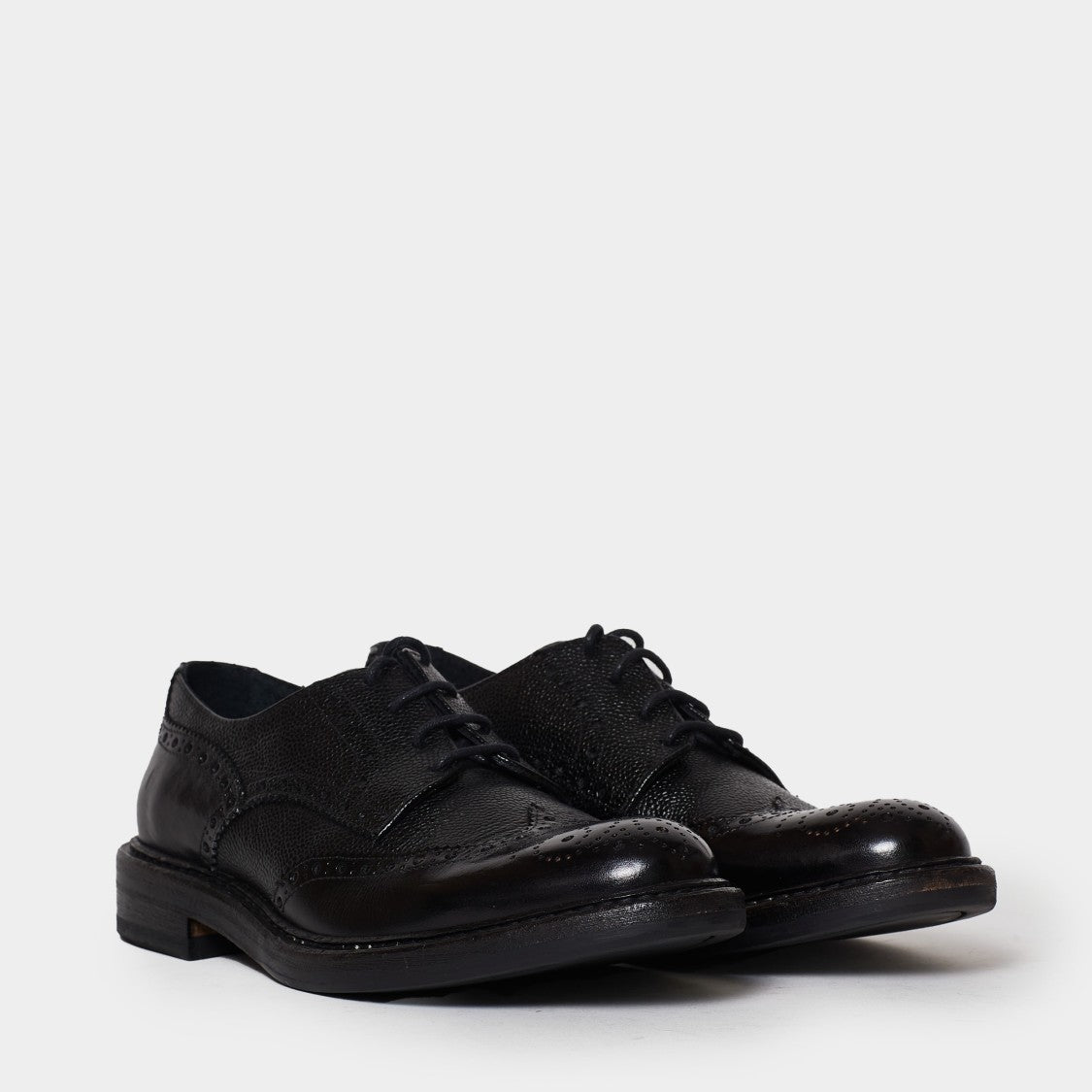 Hundred 100 Black Leather Lace-Up Shoes
