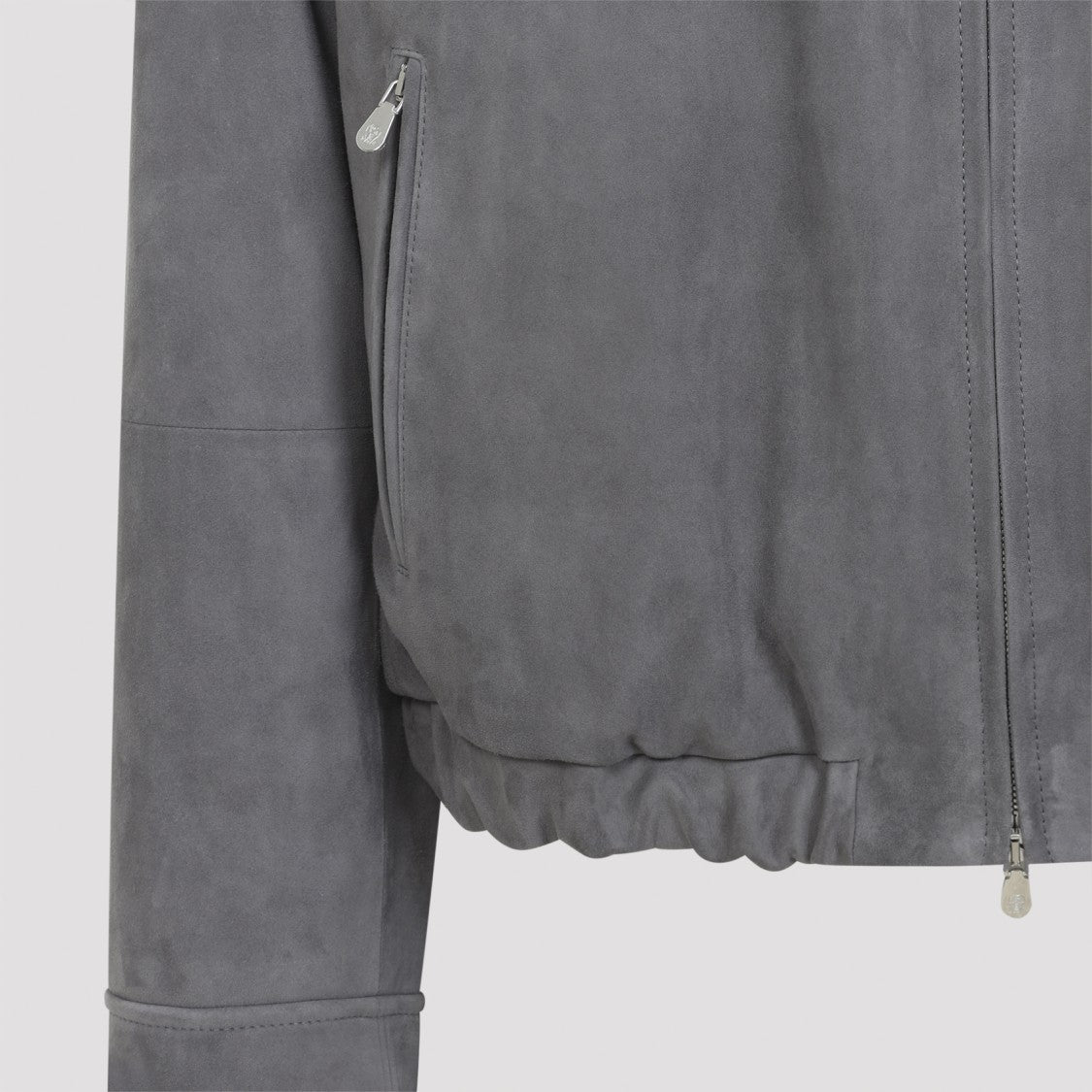 Brunello Cucinelli Grey Suede Jacket With Tailored Fit