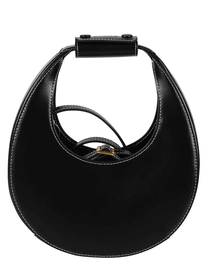 Staud Crescent Moon Shoulder Bag With Gold Hardware And Contrasting Stitching