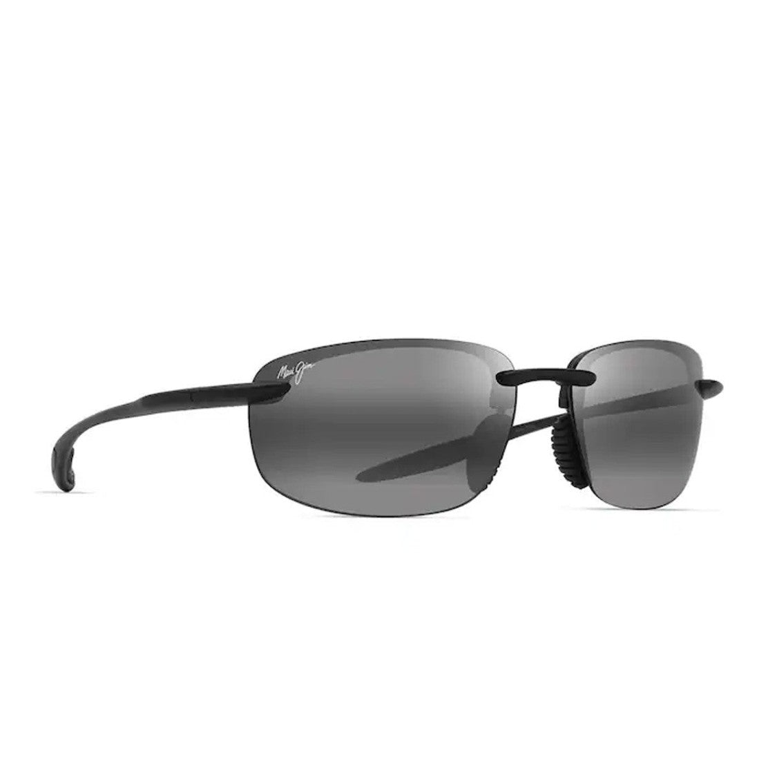 Maui Jim Matte Black Neutral Grey Ho'okipa Ultra Bio-Injected Wraparound Sunglasses