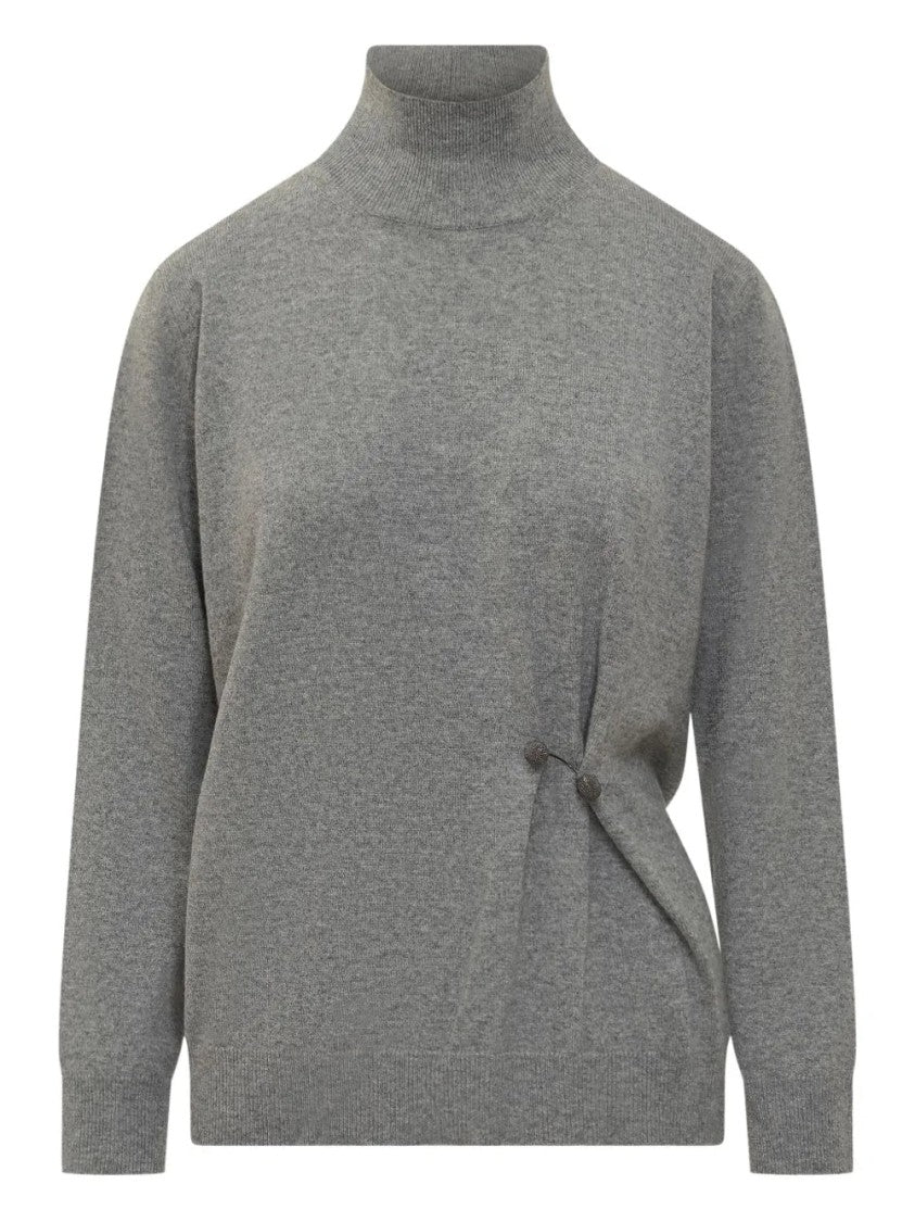Fabiana Filippi High-Neck Pin-Detail Sweater
