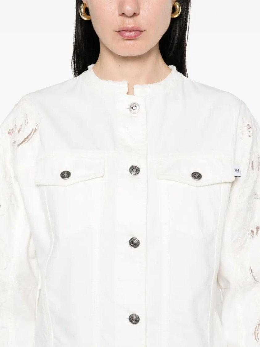 Ermanno Scervino Cropped Cotton Jacket With Button-Up Front