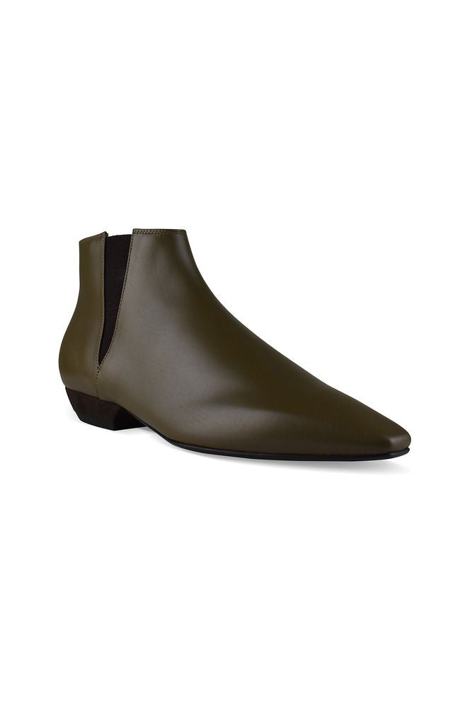 Loro Piana Khaki Green Smooth Leather Sumire Boots