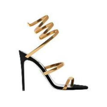 René Caovilla Juniper Black And Gold Sandal