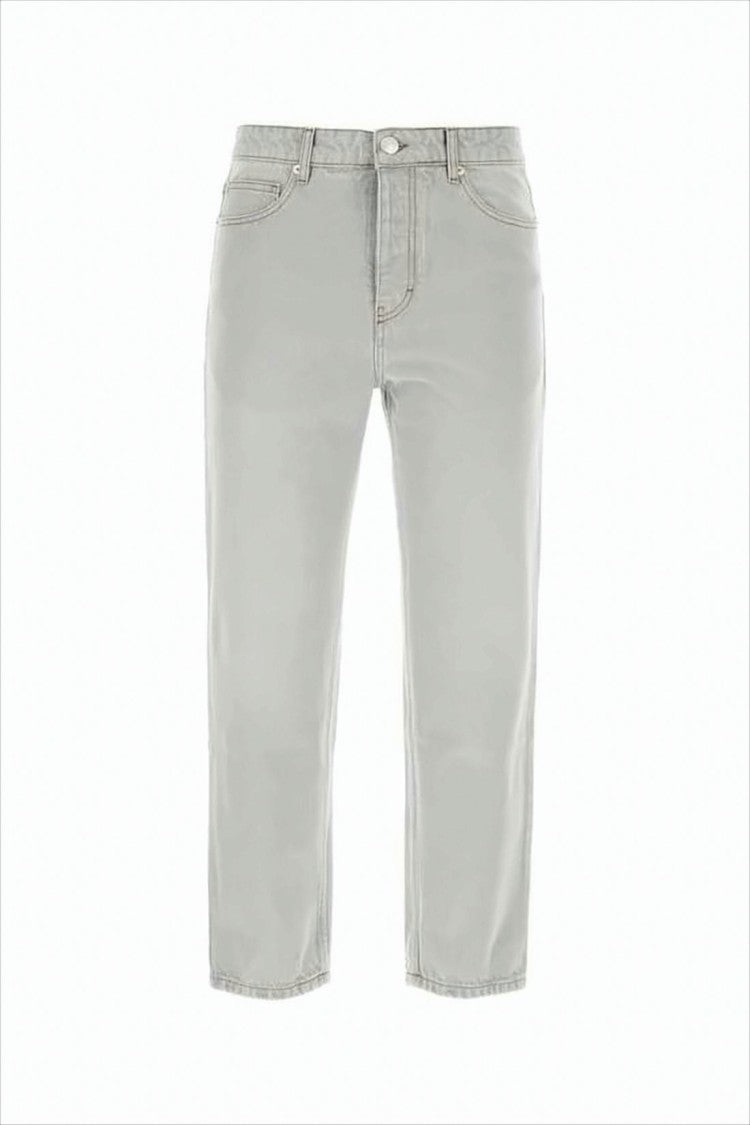Ami Paris Light Grey Five-Pocket Denim Pants With Details