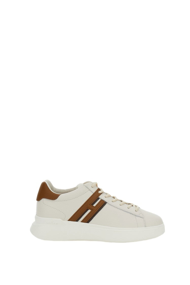 Hogan Lace-Up Low-Top Sneakers With Tan Leather Accents