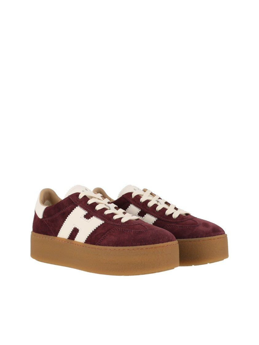 Hogan Burgundy Suede H698 Low-Top Sneakers