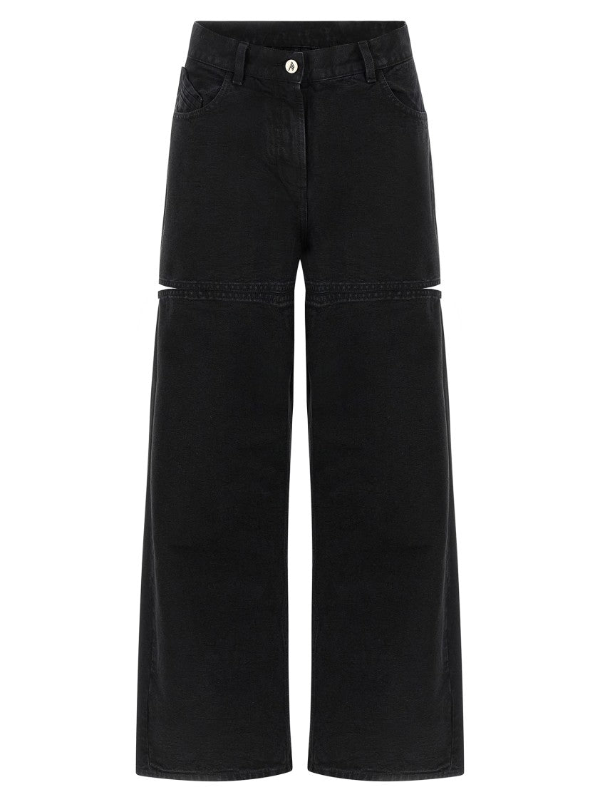 The Attico Garment-Dyed Black Denim Jeans With Back Cut-Out Details