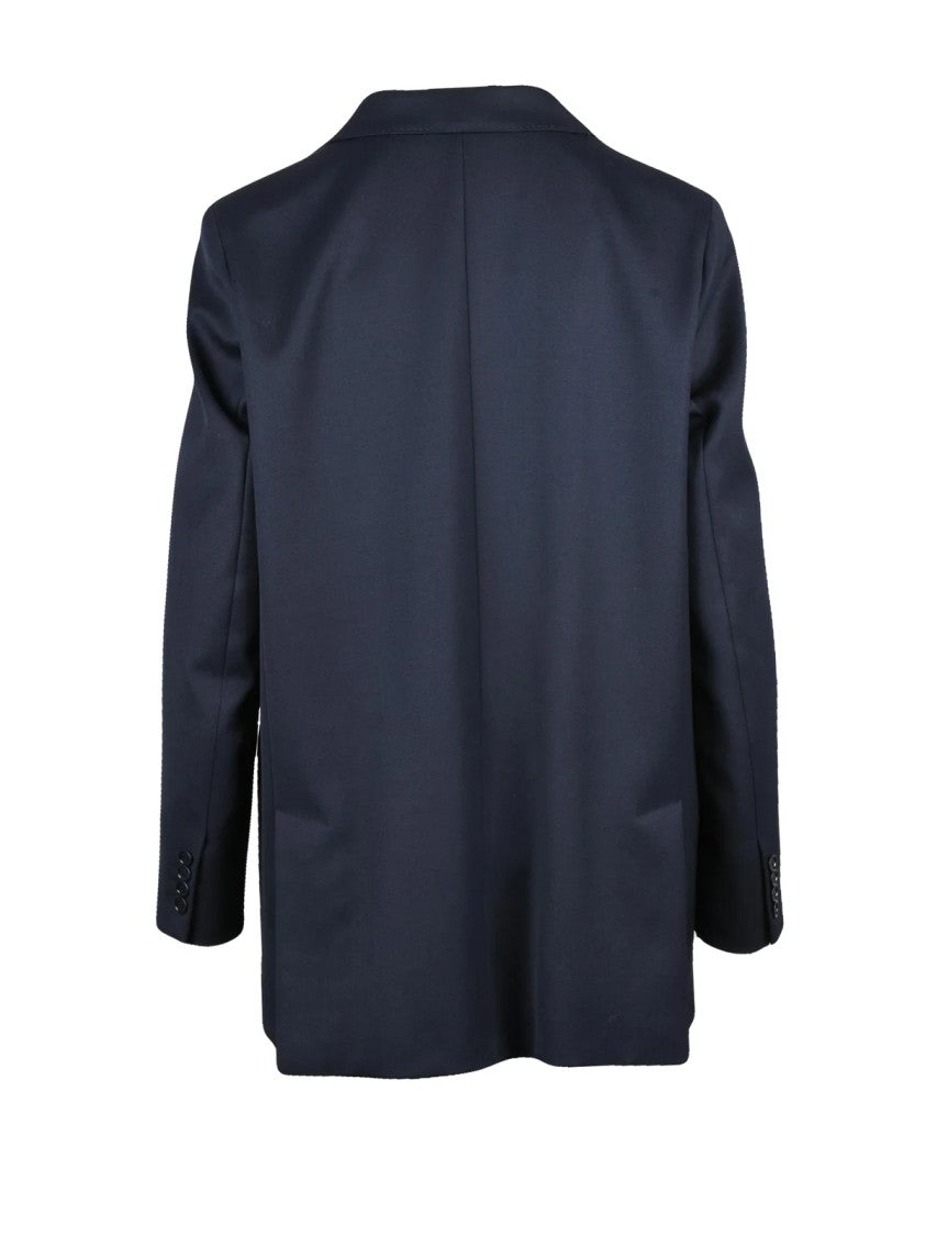 Max Mara Blue Virgin Wool Double-Breasted Jacket