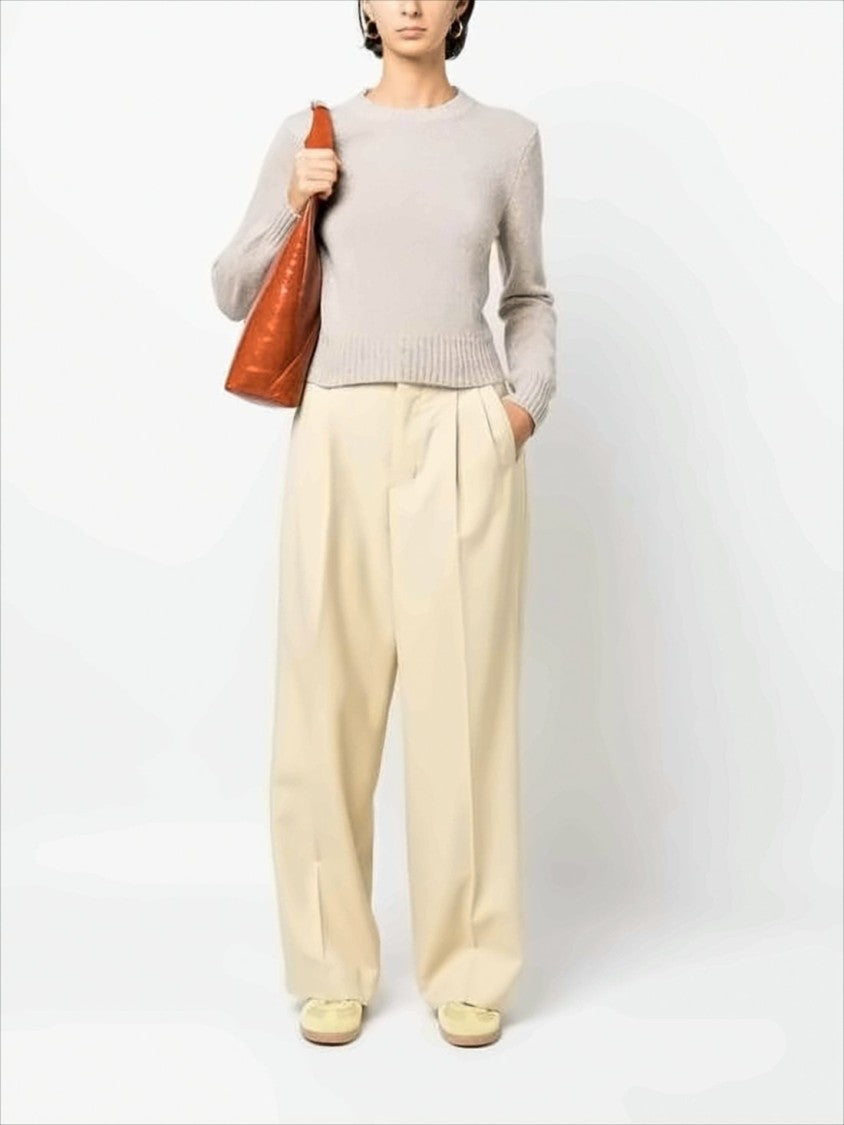 Ami Finely Knit Cashmere Sweater With Ribbed Details