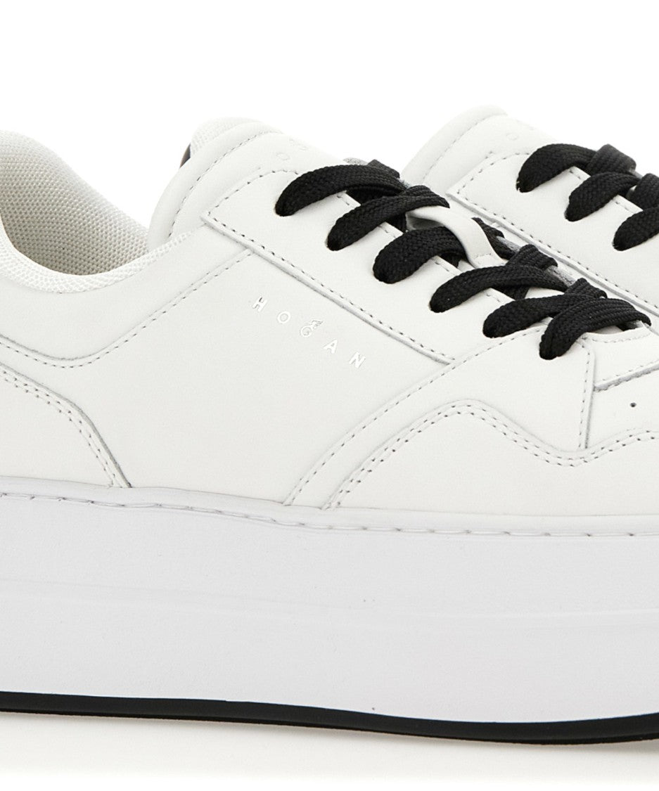 Hogan White Leather Sneakers With Platform Sole