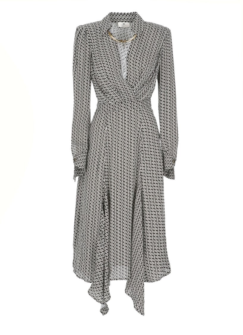 Elisabetta Franchi Asymmetric Hemline Midi Dress