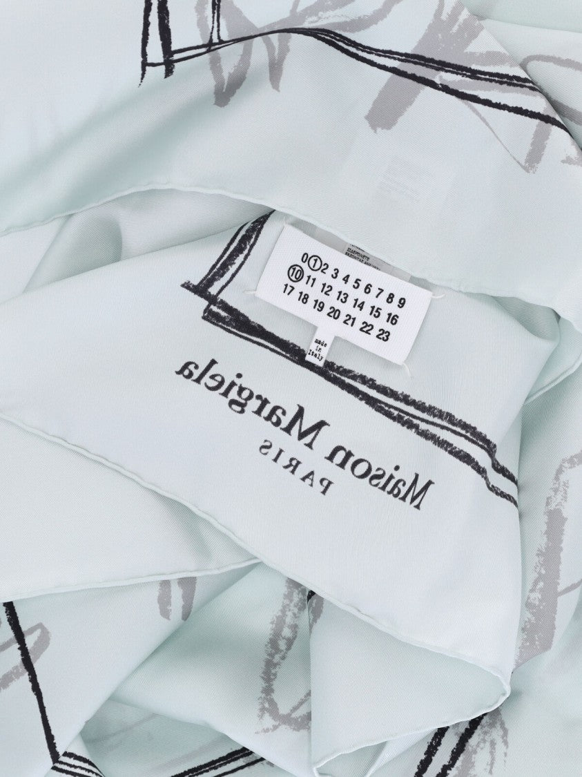 Maison Margiela Square Silk Scarf With Numeric Motif