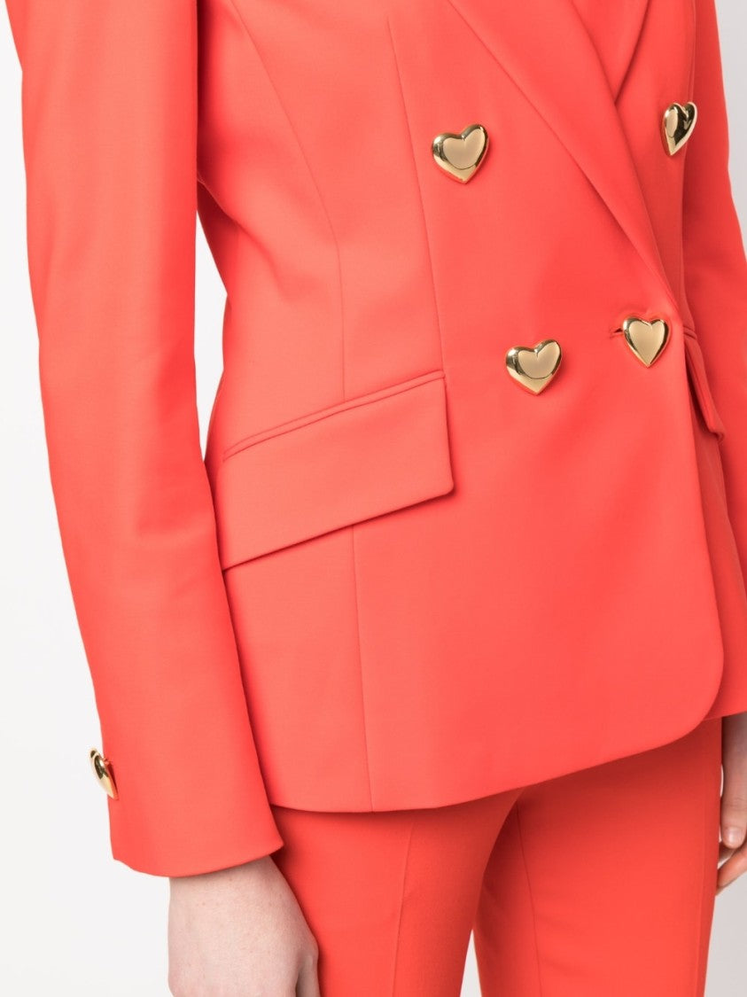 Moschino Heart-Button Double-Breasted Blazer With Tailored Silhouette