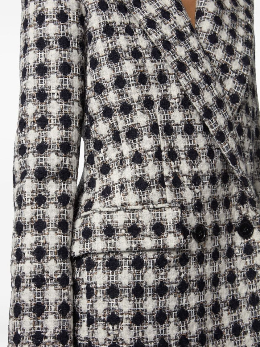 Nina Ricci Double-Breasted White Lurex Tweed Blazer