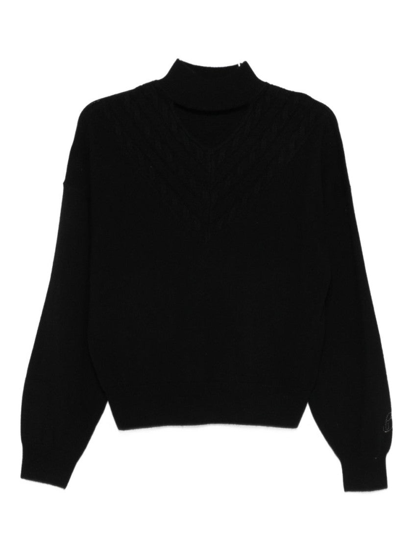 Blugirl High-Neck Black Sweater With Cutout Detail