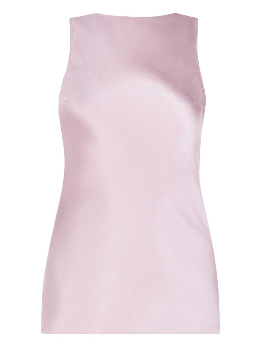 Nina Ricci Pink Draped Halterneck Silk Satin Top