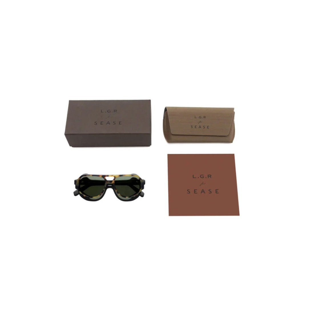 L.G.R. Havana Acetate Sunglasses With Green Matte Lenses