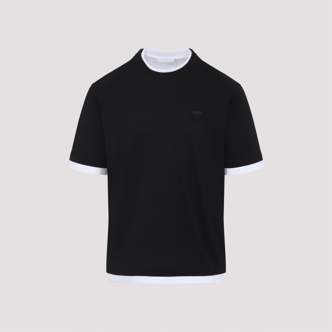 Prada Layered Look Black Cotton T-Shirt