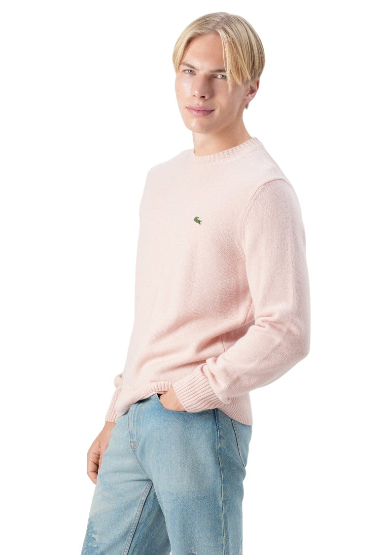 Lacoste Soft Wool Crewneck Sweater With Ribbed Details