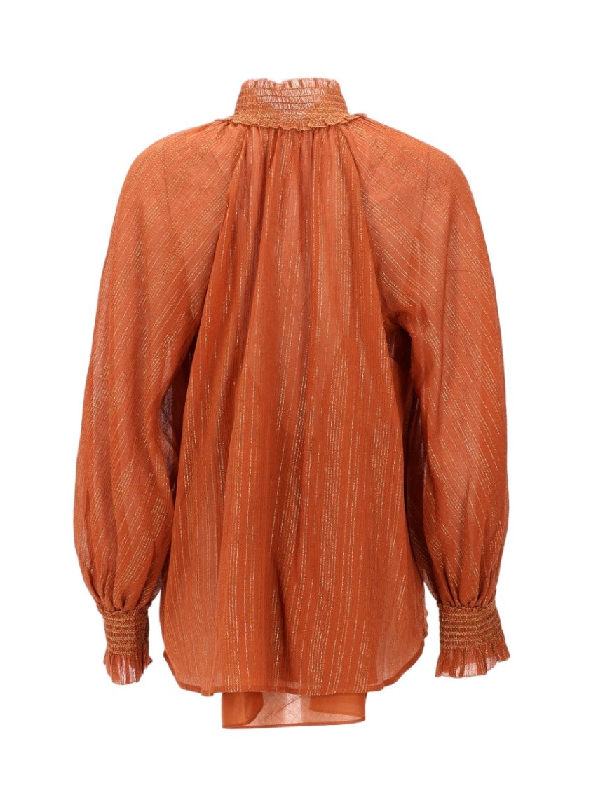 Zimmermann Aster Ruffled Neckline Cotton-Silk Blouse