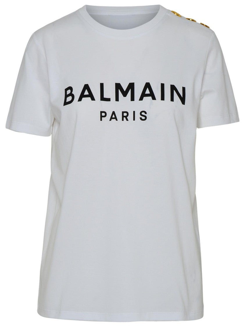Balmain White Cotton T-Shirt