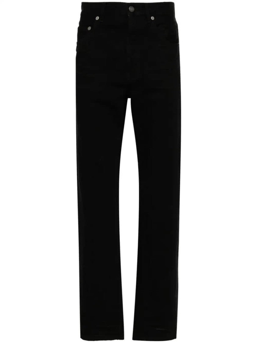 Saint Laurent Black Straight-Leg Structured Denim Jeans