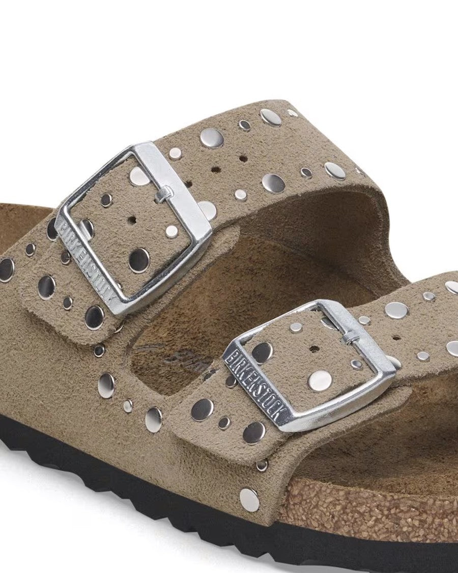 Birkenstock Taupe Arizona Rivet Slides