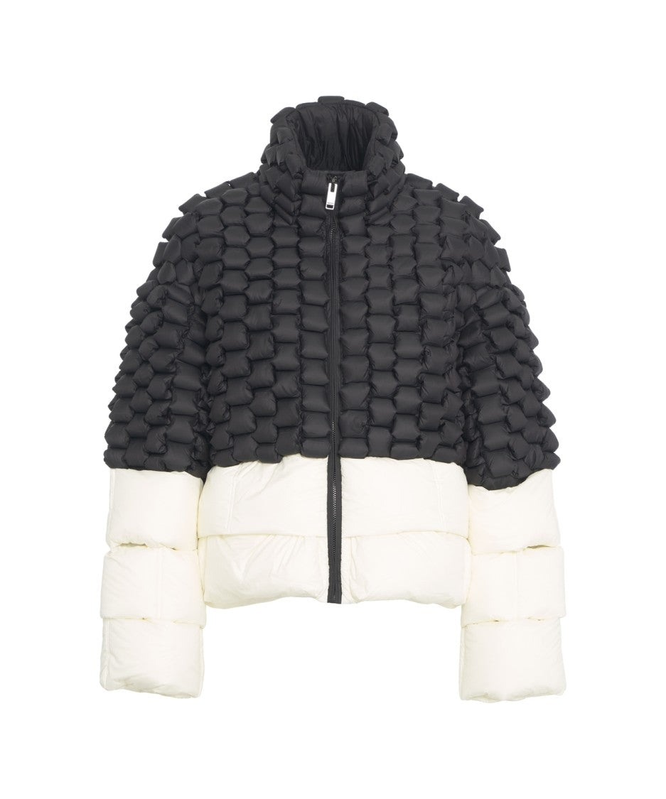 Raxxy Quilted Goose Down Coat With Textured Detailing