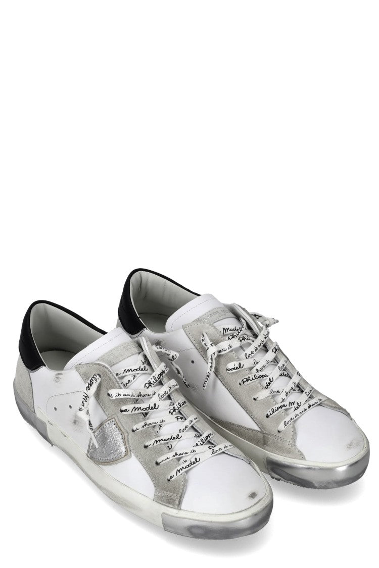 Philippe Model Paris Leather Black Trim Sneakers