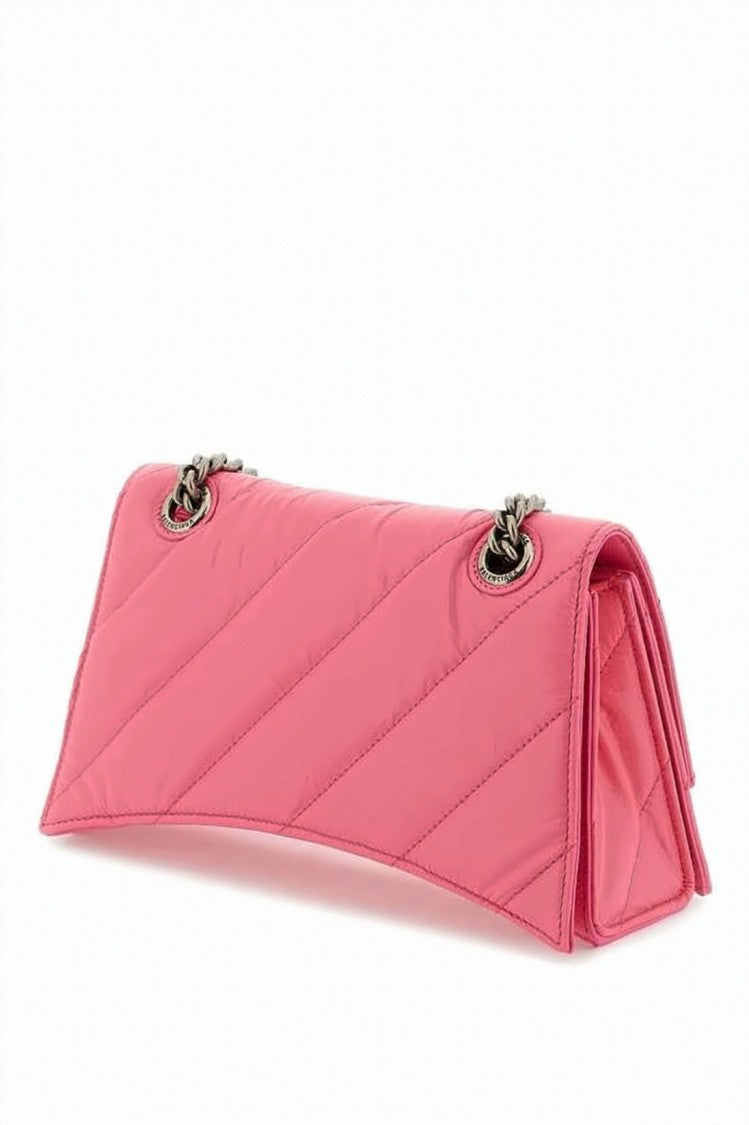 Balenciaga Quilted Pink Shoulder Bag With Metallic Chain Strap